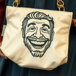 happy post malone's face embroidered on a mail bag