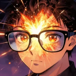 glasses, reflecting an explosion, Trending on Artstation, Hiroaki Tsutsumi style