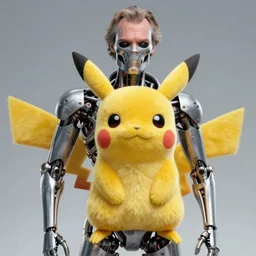 Jack Nicholson plays Pikachu Terminator, scene where his inner exoskeleton is visible and his eye glows red, film poster