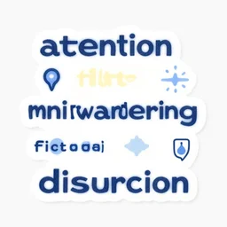 attention, filter, mind wandering, distraction, minimalist risograph of a logo for a research lab that studies psychology, by [ [ victo ngai ] ] kilian eng and jake parker, 2 colors, limited palette, sticker art, vector art, [ [ award winning ] ], minimalism, logopond, sticker art, website banner
