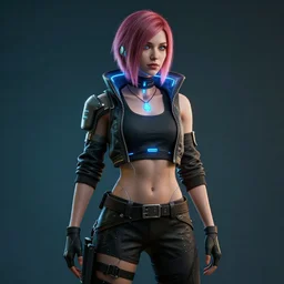 Rowan Blanchard as cyber girl in Cyberpunk 2077. In game render
