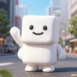 sta puft marshmallow man in downtown tokyo,