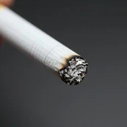 a microscopic view of the tip of a smoldering cigarette