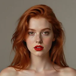 girl with medium length red hair. brown eyes, thin face, red lips. centered median photoshop filter cutout vector behance hd jesper ejsing!