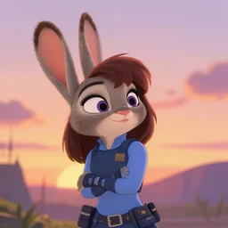 fan art of a young woman that looks like Judy Hopps, romantic mood, sunset, deviantart, trending on artstation