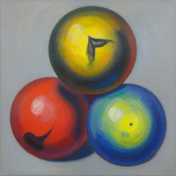 3 d balls painting by dan mcpharlin, aaron douglas inspired by yukio - e, anni albers
