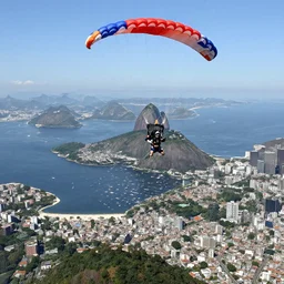 view while parachuting down towards the slums of Rio, highly detailed, realistic