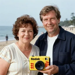 badly taken portrait of mum and dad 1980s holiday photo, kodak 110, mum looks like a chubby Sharon Stone