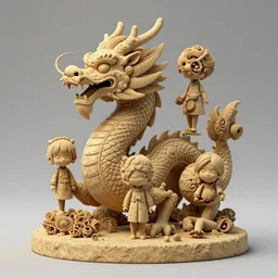 China Silk 3D Dragon, tiny statue on display, yukii morita, ellen jewett, mayeb, rough, Beeple, 3D intricate shapes, Ernst Haeckel, octane render, maya render