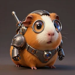 cute little anthropomorphic Guinea Pig using mech armor, ultra wide lens shot , tiny, small,  short, cute and adorable, pretty, beautiful, DnD character art portrait, matte fantasy painting, DeviantArt Artstation, by Jason Felix by Steve Argyle by Tyler Jacobson by Peter Mohrbacher, cinematic lighting