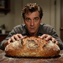 a still from psycho ( 1 9 6 0 ) featuring a loaf of bread being spooky, movie still