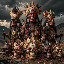 a photo of tribal shaman horror faces of sacrament of the death