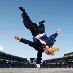 donald trump flying while break dancing