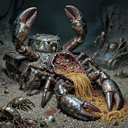 nightmare destroyed, overturned by crustaceans made of yaw gravel m 1 a 2 sep tanks armored claws on mollusks panzers mucosal clustered in mollusk skin with chrome rugated rust noodles in primoridal slimes by boris vallejo, by francesco blanc, enric torres, by jack gaughan