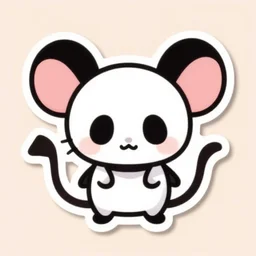 die cut sticker, cute demonic rat skull, kawaii, joyfull, clean cut, maximalist