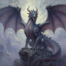 Return of the dragons, dark fantasy, pastel painting