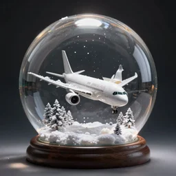a airplane in a snowglobe digital art