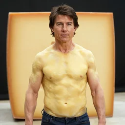 tom cruise with skin made of cheese