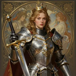 portrait of imogen poots as a warhammer paladin with sword, by sasha tudvaseva, deep focus, intricate, elegant, regal, highly detailed, digital painting, artstation, concept art, matte, sharp focus, illustration, warhammer, fantasy, hearthstone, art by artgerm and greg rutkowski and alphonse mucha