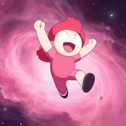 Steven universe jumping in joy in a pink nebula, featured