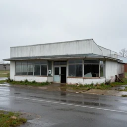 an abandoned grocery store in the middle of nowhere by william christenberry, ultra detailed, rainy, beautiful