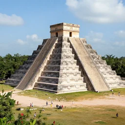 remarkable airplane view of the ancient mayan city of chichen-itza in yucatan which once held a million cultivated people and was graced by a huge sacred temple