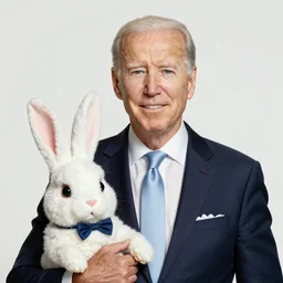 A portrait of Joe Biden as Forrest Gump, looks like bunny girl, nekomimi, with Sushi and Sashimi on left hand, red eyes, symmetrical facial features, 8k