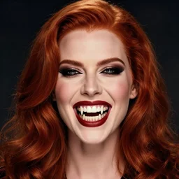 style of marc simonetti : : gorgeous vampire amy adams : : sharp teeth fangs, open mouth sneer : : symmetrical face, symmetrical eyes : : gorgeous red hair : : magic lighting, low spacial lighting : :