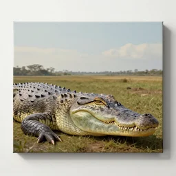a full head photo, detailed photograph of a dreaming crocodile in a distance landscape, photorealism ultradetailed digital art, irina french, heraldo ortega, mandy jurgens, golden ratio, art canvas, award winning, masterpiece trending on artstation 8 k 1 5 0 mpx, hasselblade wide shot