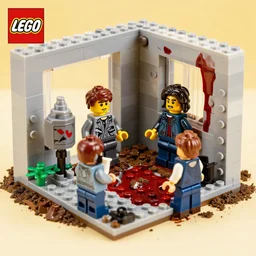 a bloody muder scene recreated with legos