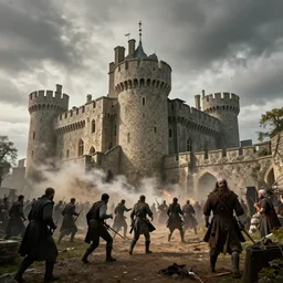 a castle being besieged, hd, hyperdetailed, 8k