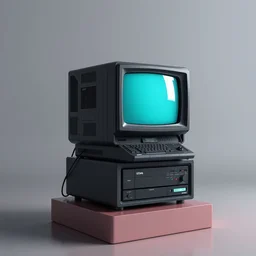 a computer from the 8 0 s on a pedestal, 3 d render, octane ray tracing, ultra high detail, photorealistic high resolution, photorealistic, studio lighting, award winning render