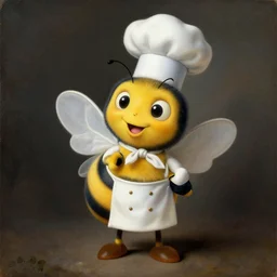 a rococo painting of a bee wearing chef's attire