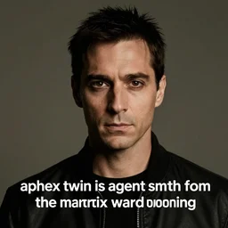 “ aphex twin is agent smith from the matrix smiling, portrait cinematic photography award winning ”