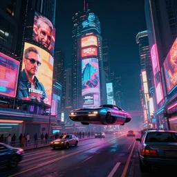 cyberpunk night street, flying cars, neon billboards, hyper-realism, futurism!, future!!, 8k, sharp ages, hd, clear lines!!, hard shadows, ultra detailed, style of John Berkey, Norman Rockwell, Hans Thoma, Ivan Shishkin, Tyler Edlin, Thomas Kinkad