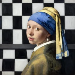 colored painting, pieter de hooch, trending on artstation, highly detailed, black and white checkerboard floor in the middle of the rainforest, intricate, elegant