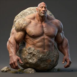a boulder resembling dwane johnson, unreal engine, hyper realistic, fantasy art by greg rutkowsk - n 9