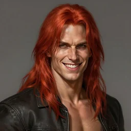 portrait of a young ruggedly handsome but joyful chuck norris, male, masculine, upper body, red hair, long hair, d & d, fantasy, fierce, sharp features, intricate, elegant, highly detailed, digital painting, artstation, concept art, matte, sharp focus, illustration, art by artgerm and greg rutkowski and alphonse mucha