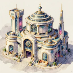 overwatch neo classical building, stylized, exterior, architecture, in watercolor gouache detailed paintings, arcane, insanely detail, artstation, 8 k, futuristic, big medium small, props, furniture and decor, empty, no character