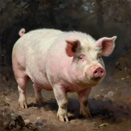 very large pig by Edwin May Fox, oil painting