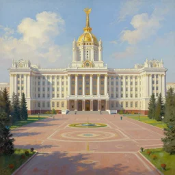 stunning landscape of the large courtyard of the presidential palace in the pacific, intricate details, digital art by rob gonsalves, oil on canvas by ivan shishkin