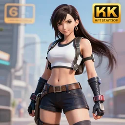high quality digital art of tifa lockhart posing, trending on artstartion, 4k
