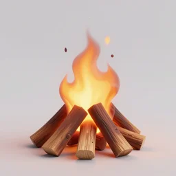 close up of a campfire in the night, 3 d render octane