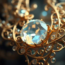 diamond and opal blending into strands of gold and brass and iron metal filigree, fractal shapes, abstract, dramatic lighting, ultra detail, close up, dof, smooth render, cinematic, octane render, art nouveau