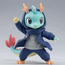 complete figure of dragon wearing comfy clothes, scales, personification, tsurime eyes, tareme eyes, eyes by kon satoshi, ^. ^ eyes, dynamic pose, amiami, aniplex, kotobukiya, beautiful composition, 4 5 mm lens, focal length 2, hdr, eye level shot