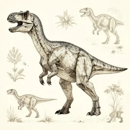 Incredible complex geometric dinosaur art paleontology illustrations