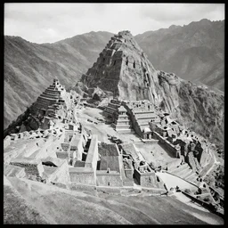 lost city of the incas, vintage photograph, bw, by edward s curtis, realistic,