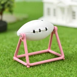 kitchen football machined metal part pink purse legs random white house generic car back yard with green grass