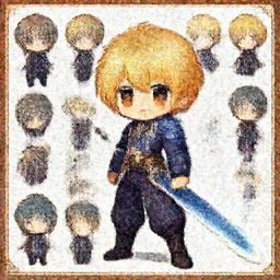 chibi isekai hero of the sword, korean webtoon style, trending on pixiv, jrpg character sheet, inspired by Final Fantasy