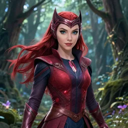 anime key visual of a beautiful young female scarlette witch intricate, magical forest, stunning, highly detailed, digital painting, artstation, smooth, hard focus, illustration, art by artgerm and greg rutkowski and alphonse mucha
